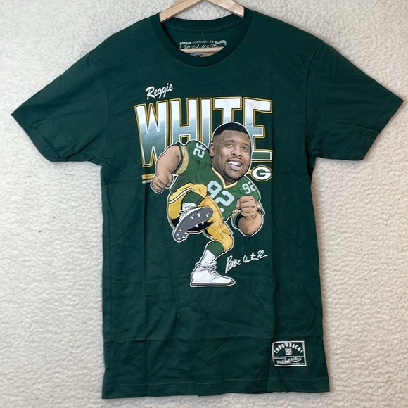 NWT Mitchell & Ness Mens Green Bay Packers Reggie White Cotton Shirt SIZE SMALL - Picture 1 of 4